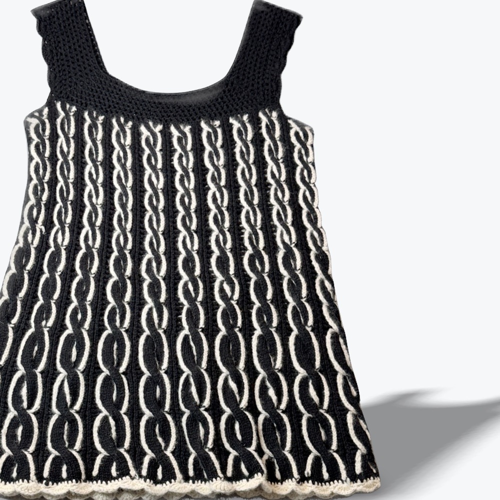 Milly of New York Sleeveless Cashmere Sweater Mini Dress Chunky Knit Crochet Med